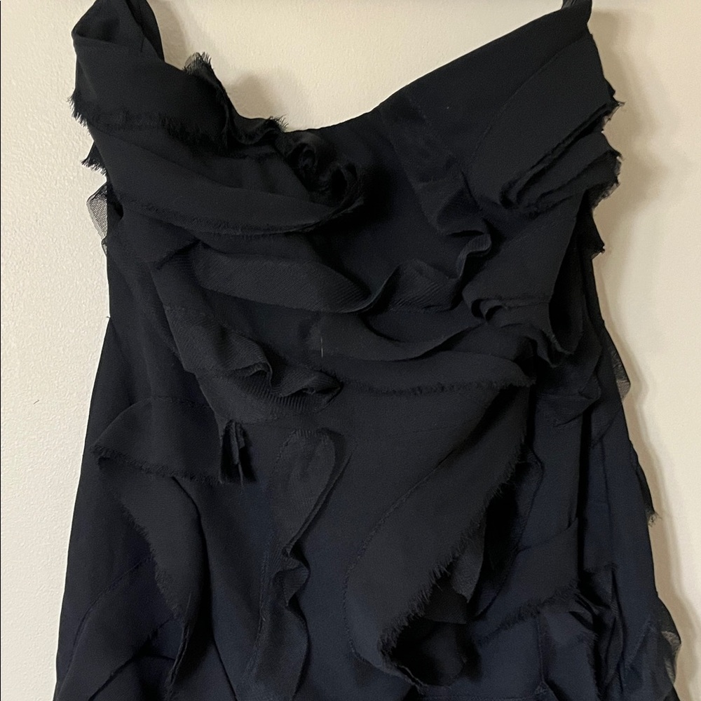NWT Zara Black Layered Ruffle Strapless Dress - Picture 4 of 5